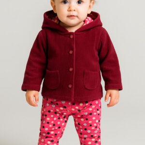 Conjunto Bebê  Inverno  Casaco Com Capuz E Calça Estampada