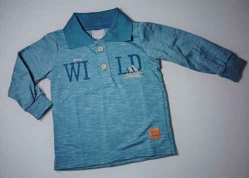 Camiseta Infantil Manga Longa Angerô Azul Estampada - Imagem 2