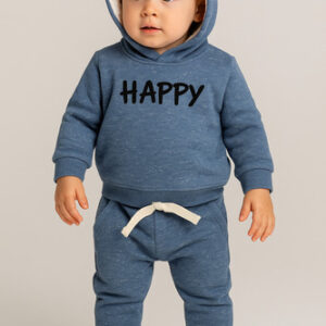 Conjunto Moletom Azul Bebê M Com Capuz Forrado Pelúcia