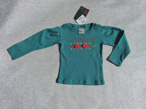 Blusa Infantil Menina Manga Longa Verde Mineral Com Flores - Imagem 8