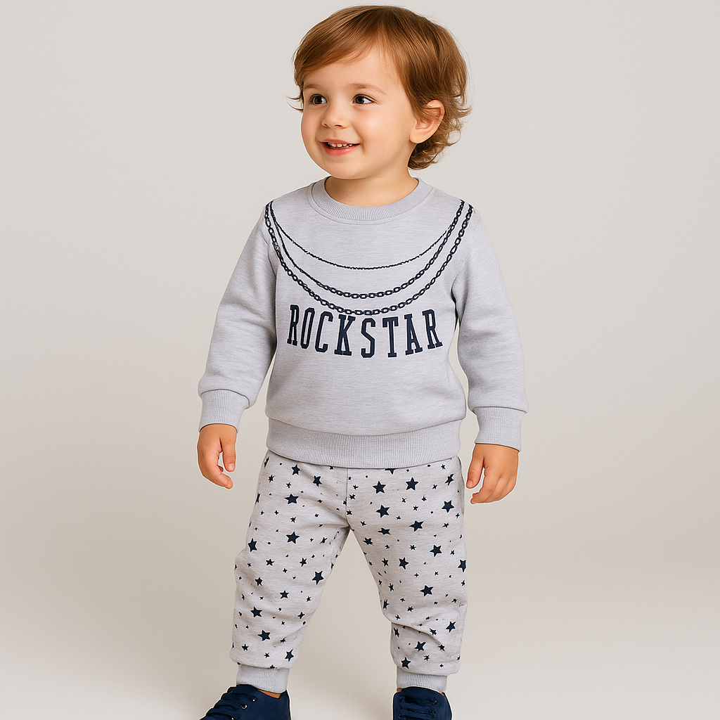 Conjunto Infantil Rockstar  Blusa E Calça Estampada