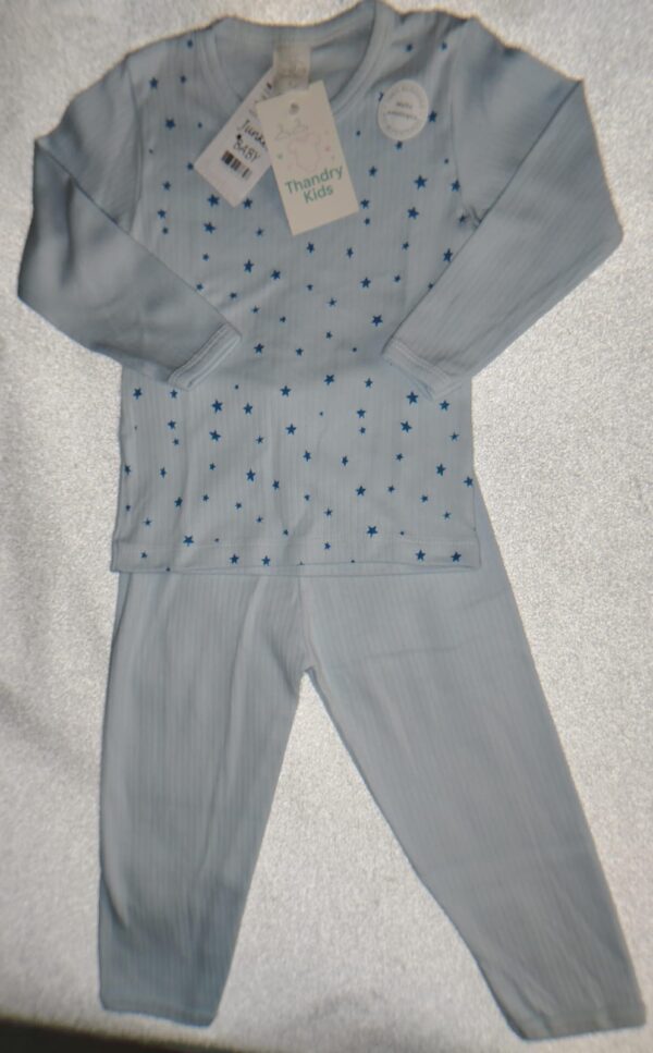 Conjunto Longo Canelado Azul Claro – Estampado Estrelas – Tamanho 2 - Imagem 6