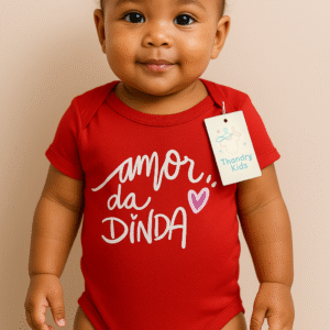 Body Temático Vermelho “Amor da Dinda” – Tamanho P