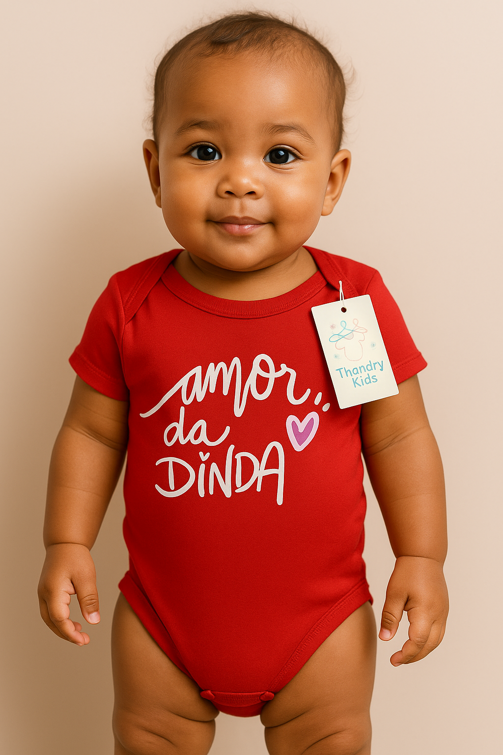 Body Temático Vermelho “Amor da Dinda” – Tamanho P