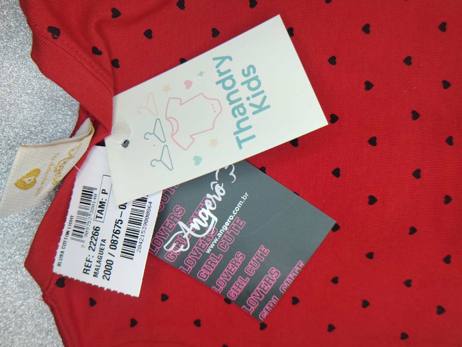 Blusa Menina P (1 a 3 meses) Manga Longa Vermelha Corações com Bordado Sweet Cherry - Imagem 2