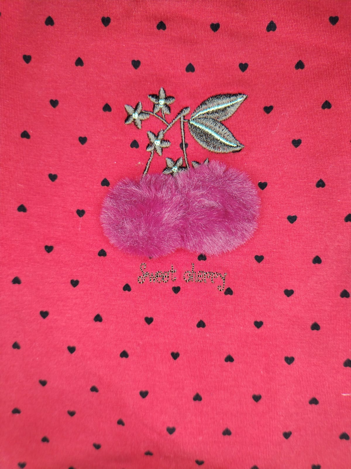 Blusa Menina P (1 a 3 meses) Manga Longa Vermelha Corações com Bordado Sweet Cherry - Imagem 3