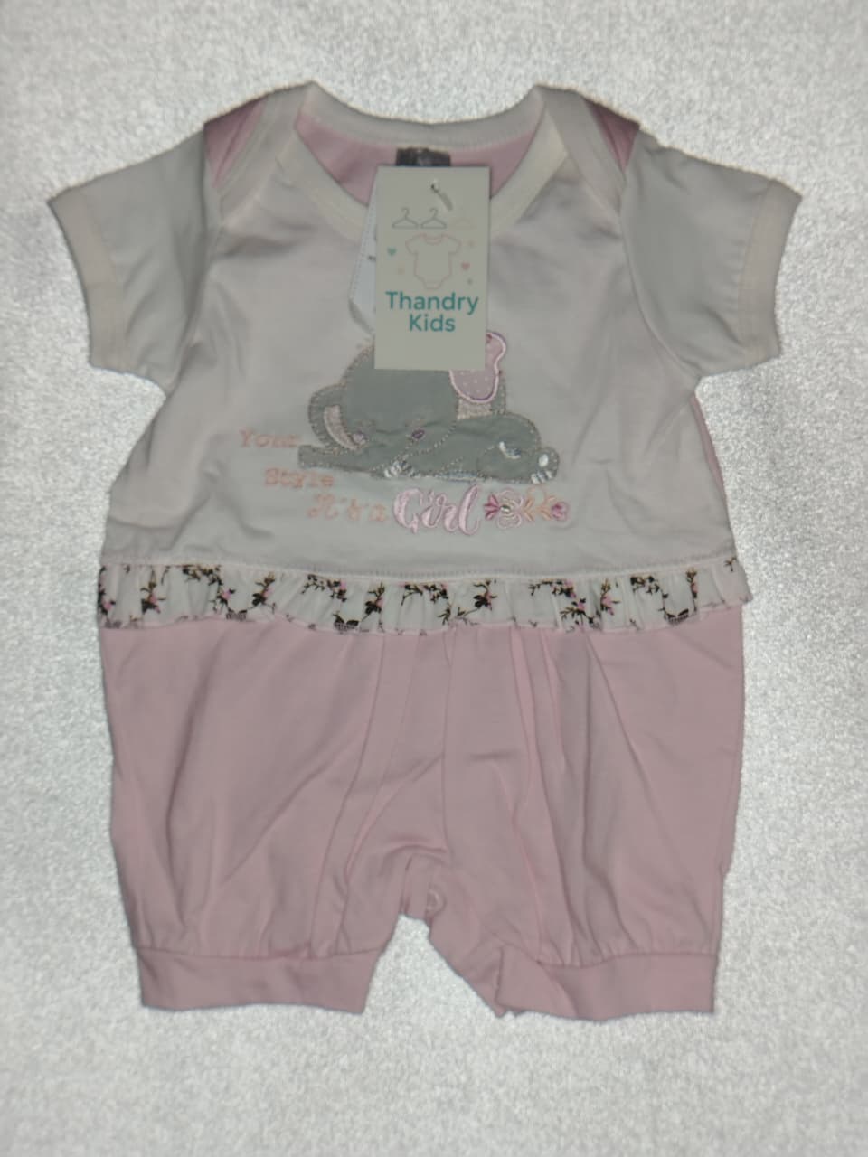 Macacão Menina P (1 a 3 meses) Rosa com Bordado Elefante - Imagem 4