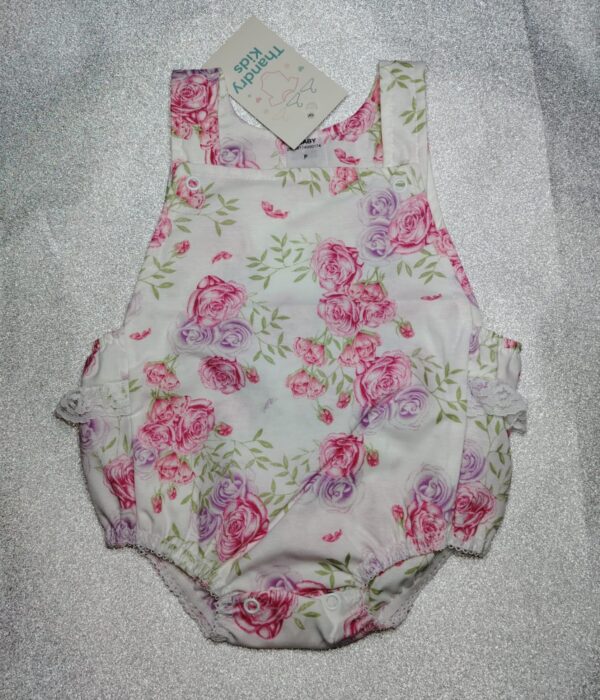 Body Jardineira Floral Menina P (1 a 3 meses) - Imagem 4