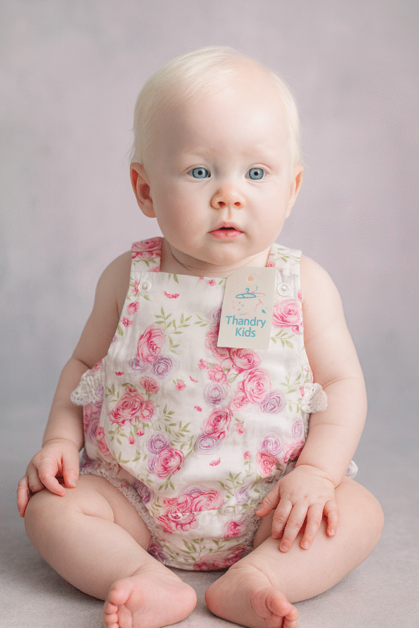 Body Jardineira Floral Menina P (1 a 3 meses)