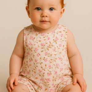 Body Jardineira Floral Menina P (1 a 3 meses)