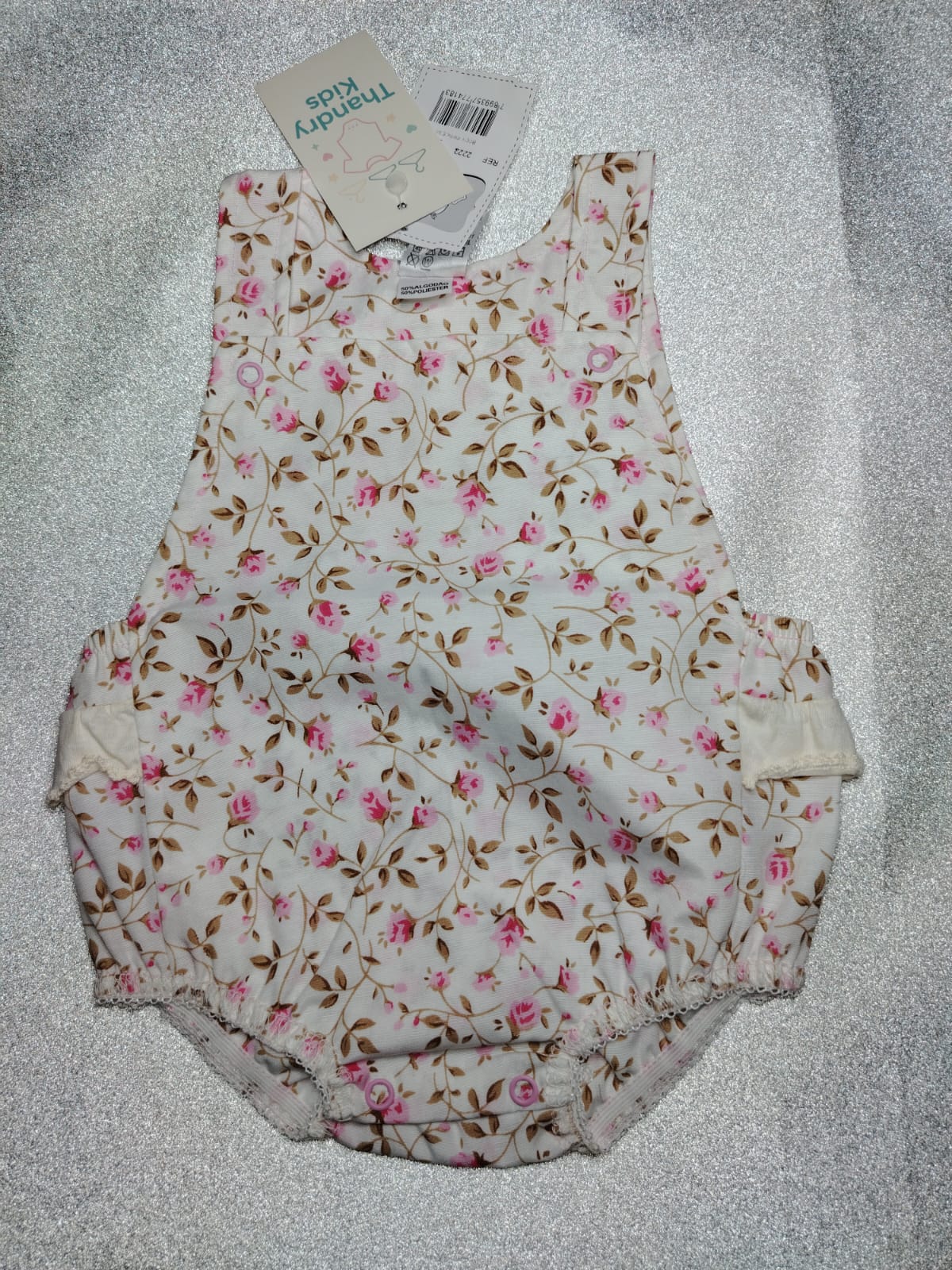 Body Jardineira Floral Menina P (1 a 3 meses) - Imagem 3