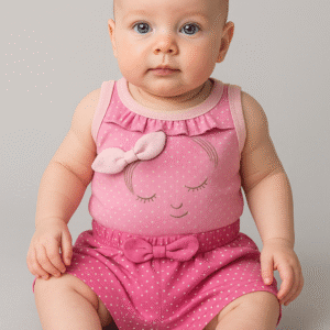 Conjunto Body Regata e Shorts Menina P (1 a 3 meses)