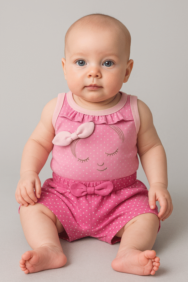 Conjunto Body Regata e Shorts Menina P (1 a 3 meses)