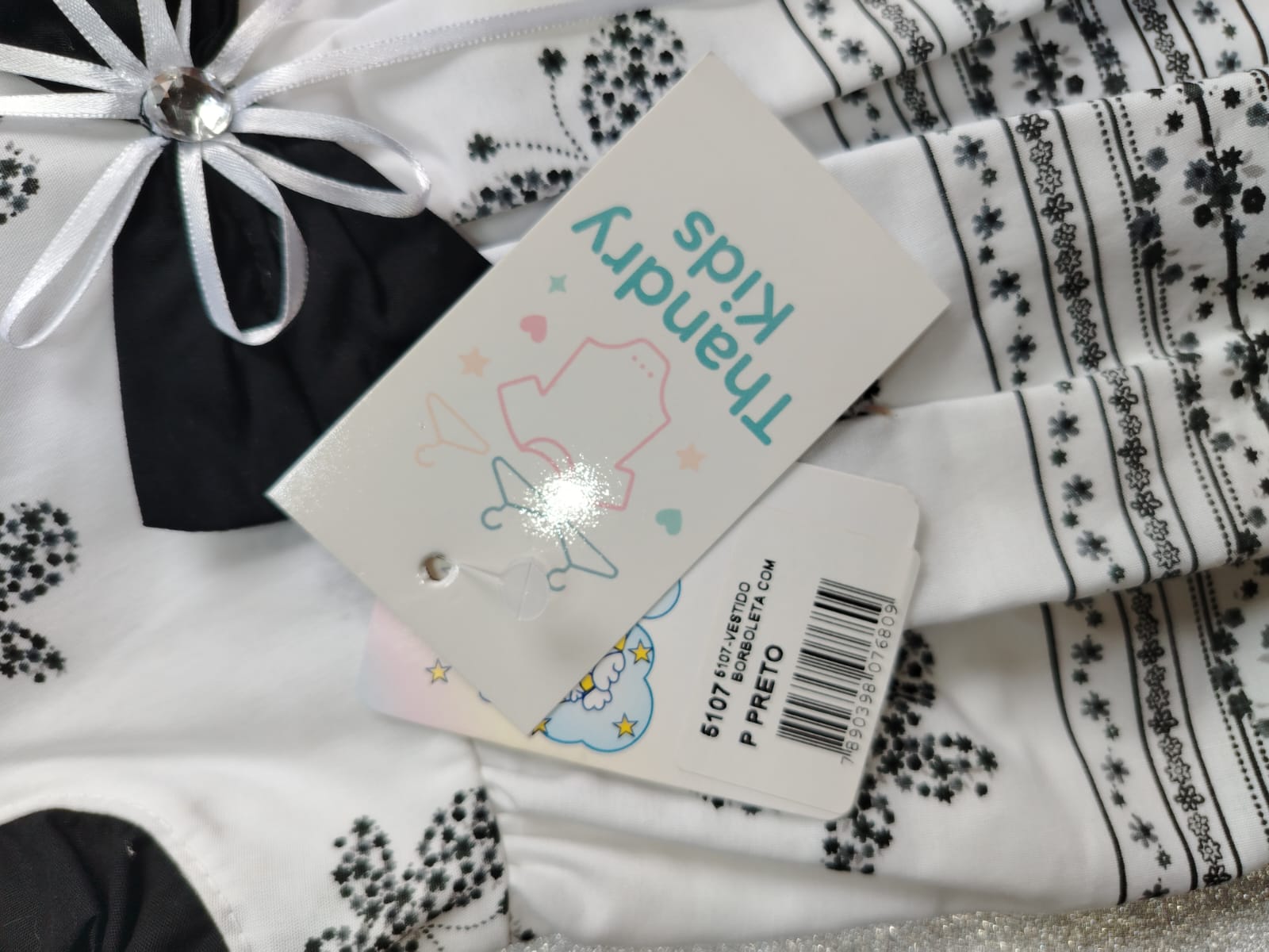 Vestido Infantil com Calcinha Borboleta Preto P (1 a 3 meses) - Imagem 5