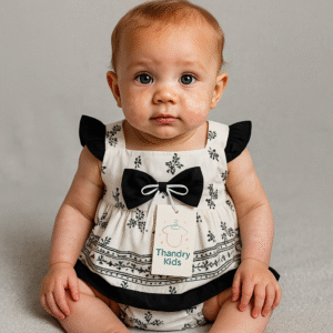 Vestido Infantil com Calcinha Borboleta Preto P (1 a 3 meses)