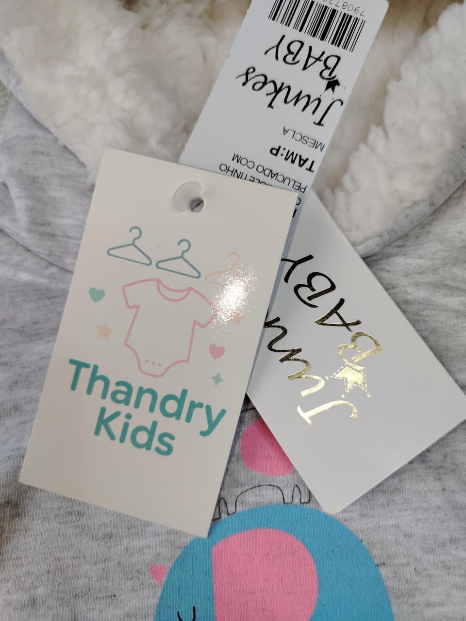 Conjunto Moletom Bebê Unissex Cinza com Capuz Peluciado – Hello Baby P (1 a 3 meses) - Imagem 6
