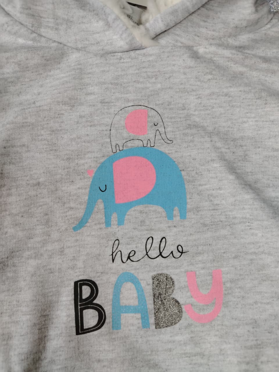 Conjunto Moletom Bebê Unissex Cinza com Capuz Peluciado – Hello Baby P (1 a 3 meses) - Imagem 5