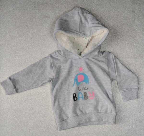 Conjunto Moletom Bebê Unissex Cinza com Capuz Peluciado – Hello Baby P (1 a 3 meses) - Imagem 7
