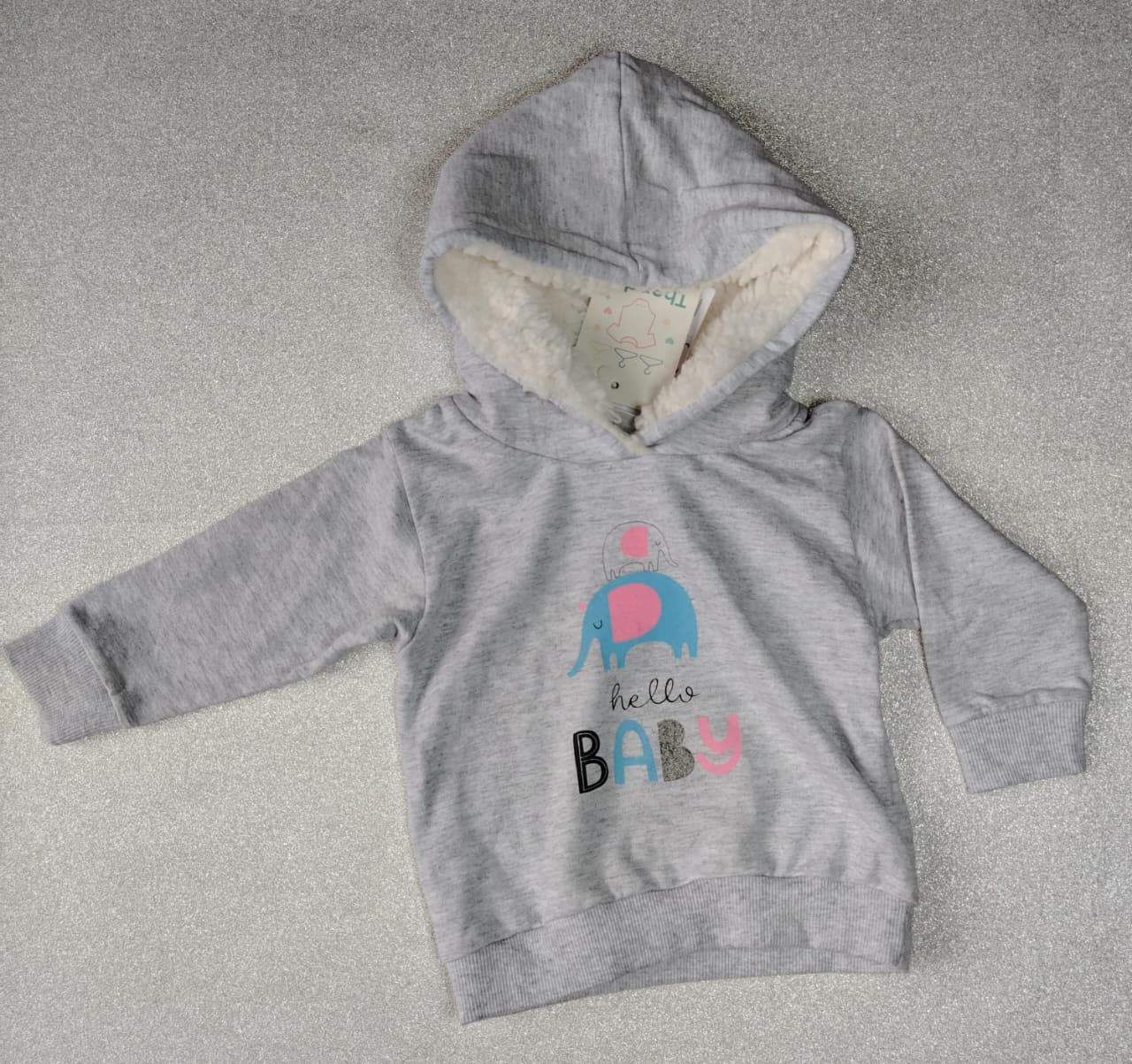 Conjunto Moletom Bebê Unissex Cinza com Capuz Peluciado – Hello Baby P (1 a 3 meses) - Imagem 7