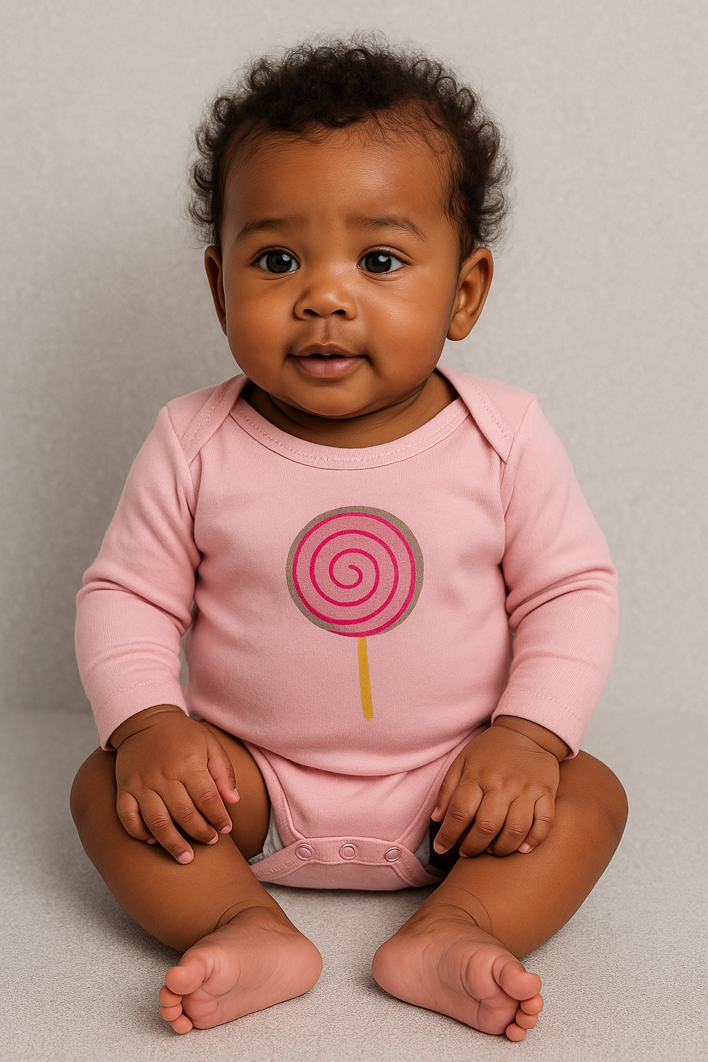 Body Menina P (1 a 3 meses) – Rosa com Estampa Pirulito
