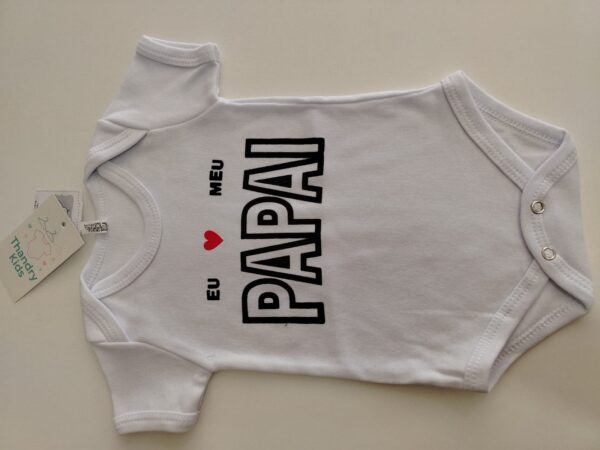 Body Infantil Branco Estampado "Eu ❤️ Meu Papai" – 100% Algodão - Imagem 2
