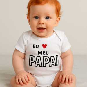 Body Infantil Branco Estampado "Eu ❤️ Meu Papai" – 100% Algodão