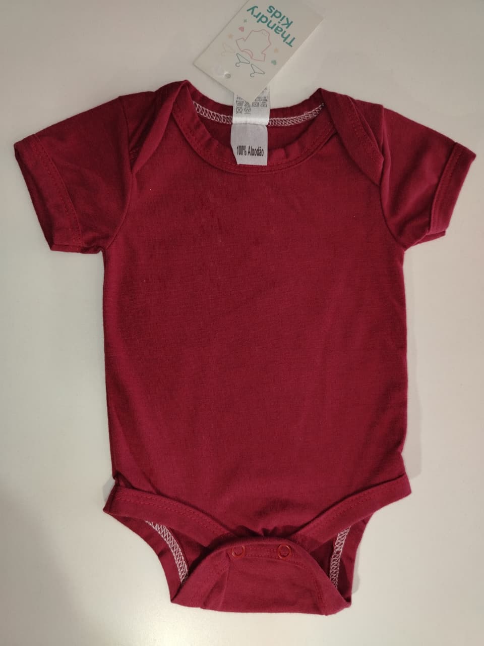 Body Infantil Vermelho Liso – 100% Algodão - Imagem 2