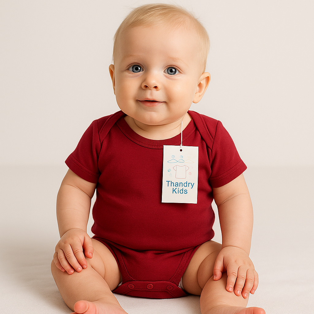 Body Infantil Vermelho Liso – 100% Algodão