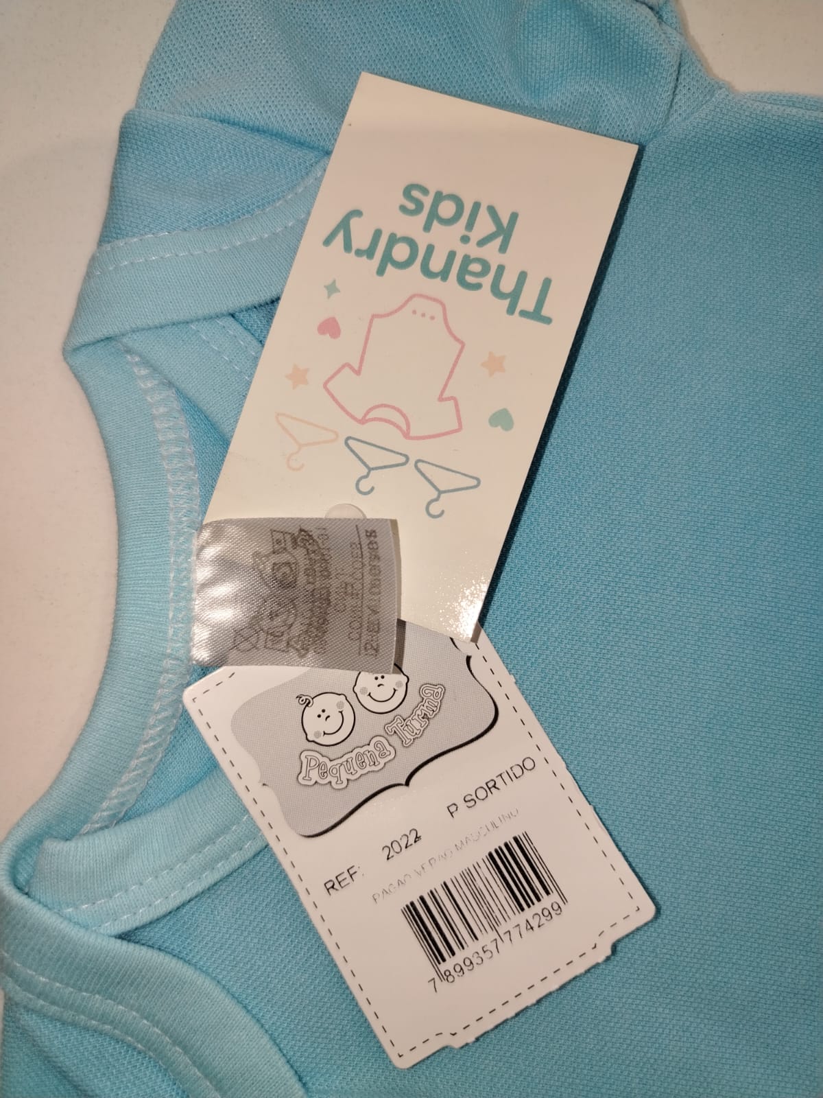 Body Infantil Azul Claro Liso – 100% Algodão - Imagem 2
