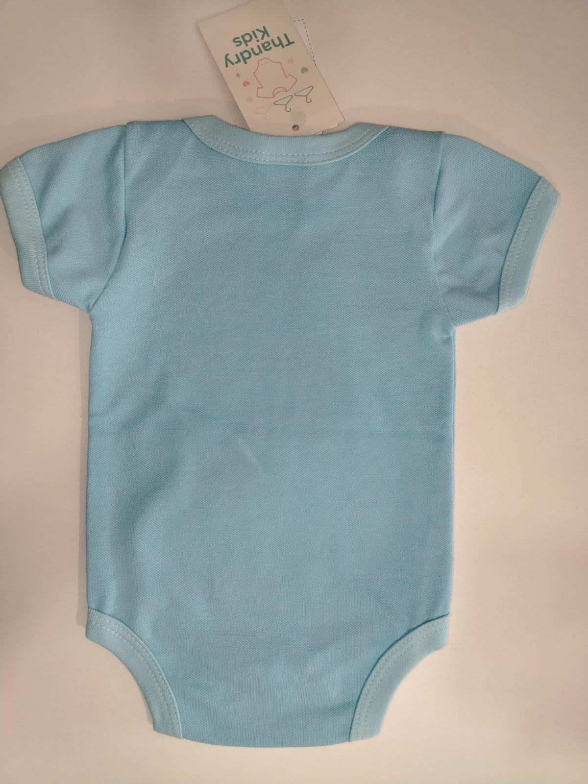 Body Infantil Azul Claro Liso – 100% Algodão - Imagem 3