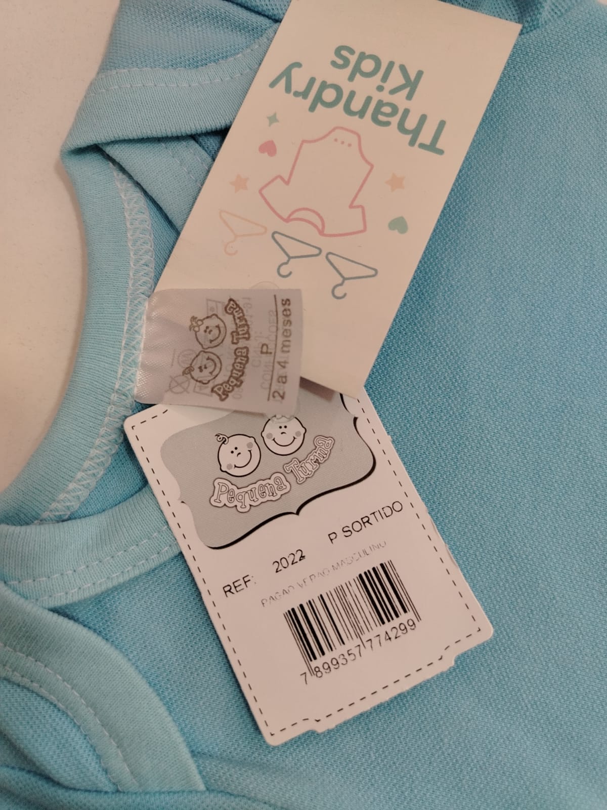 Body Infantil Azul Claro Liso – 100% Algodão - Imagem 4