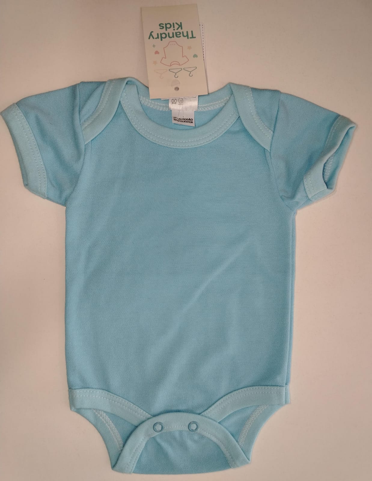 Body Infantil Azul Claro Liso – 100% Algodão - Imagem 5