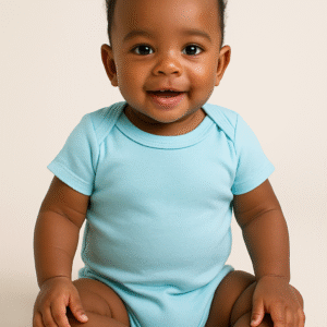 Body Infantil Azul Claro Liso – 100% Algodão