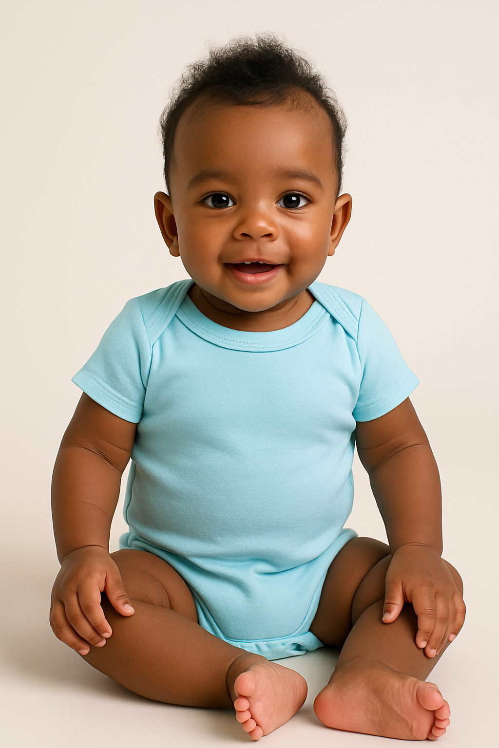 Body Infantil Azul Claro Liso – 100% Algodão