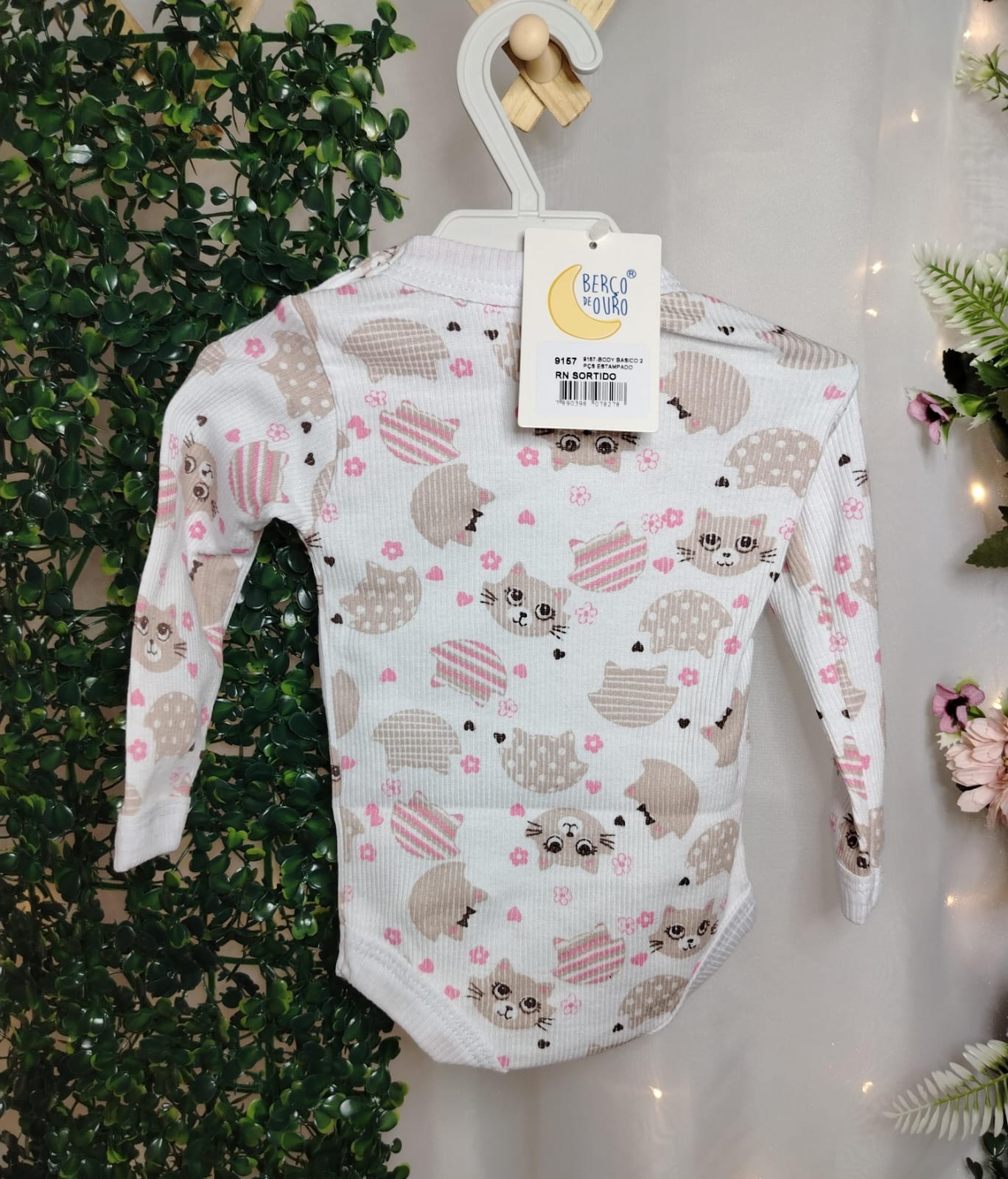 Conjunto Body Manga Longa + Calça Estampado RN Sortido - Imagem 3