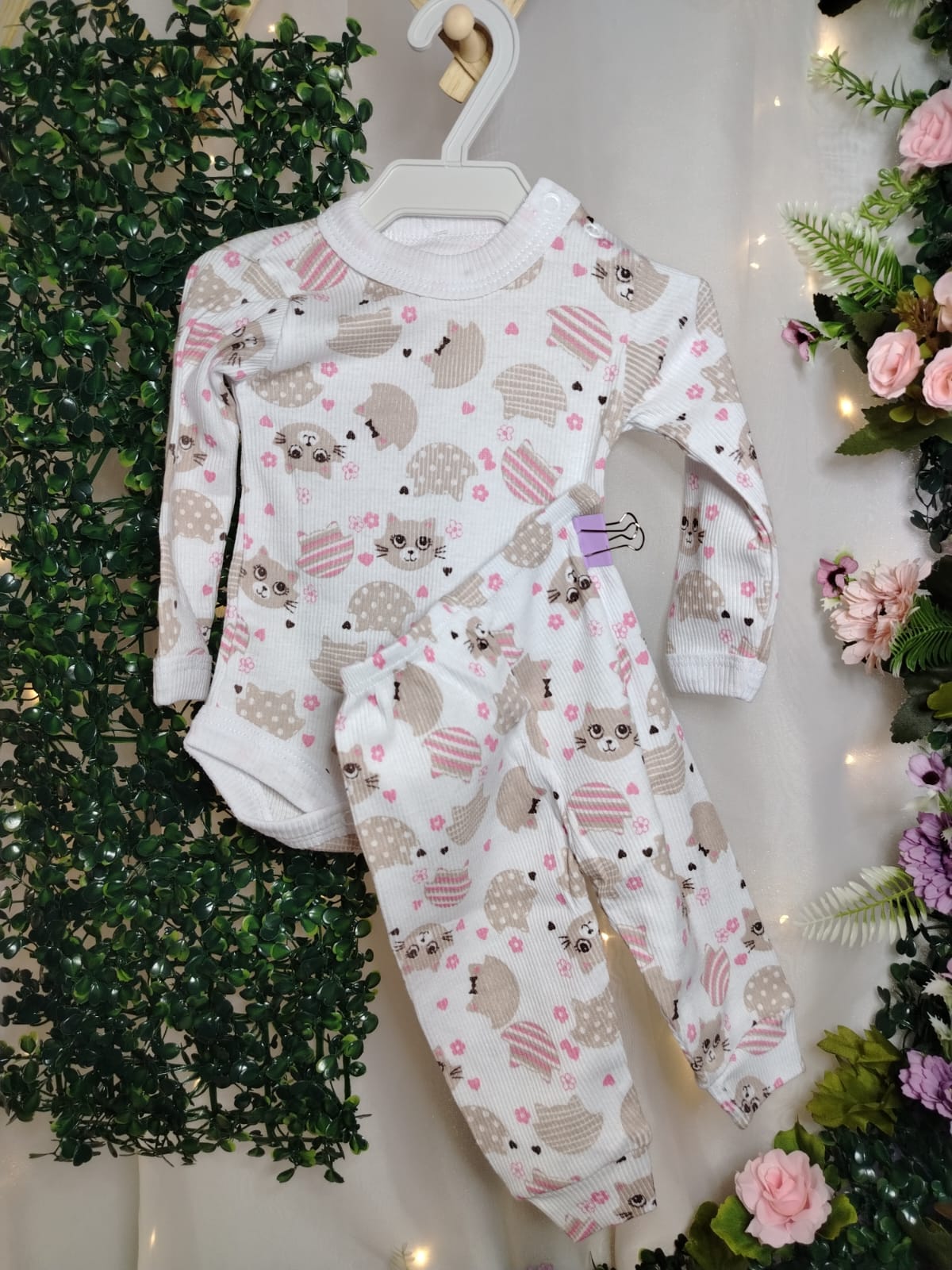 Conjunto Body Manga Longa + Calça Estampado RN Sortido - Imagem 5