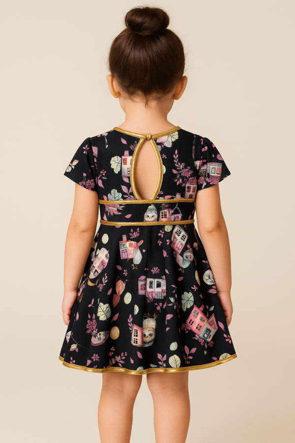 VESTIDO FEM INF C/DETALHES DOURADO REF3436 TAM 01 - Imagem 2