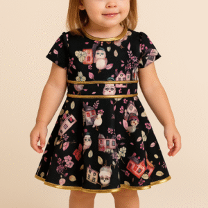 VESTIDO FEM INF C/DETALHES DOURADO REF3436 TAM 01