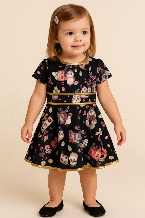 VESTIDO FEM INF C/DETALHES DOURADO REF3436 TAM 01