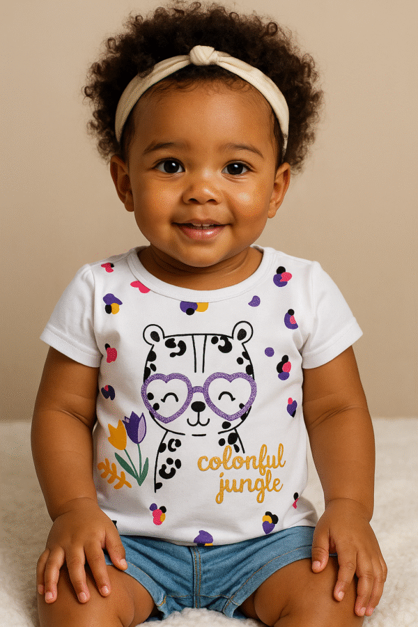 BLUSA MC FEM INF COLORFUL JUNGLE1AO3 REF43393 TAMANHO 1