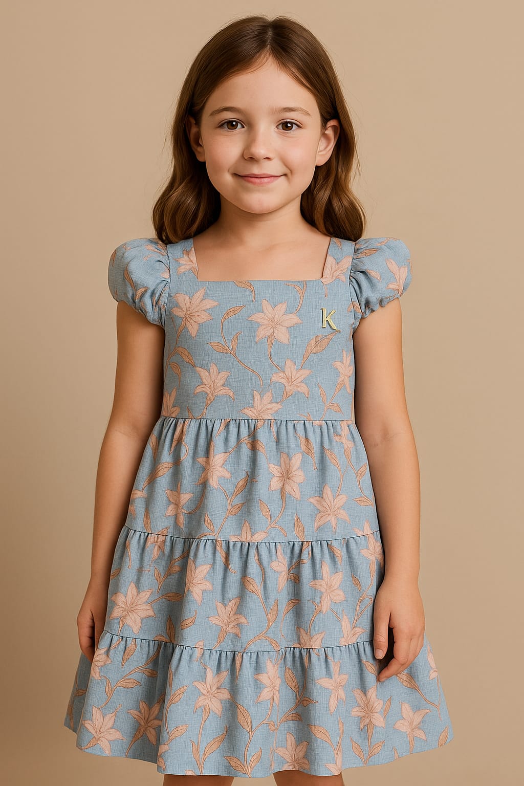 VESTIDO INF RODADO FLORES BRILHO 6AO12 REF3100193 TAMANHO 8
