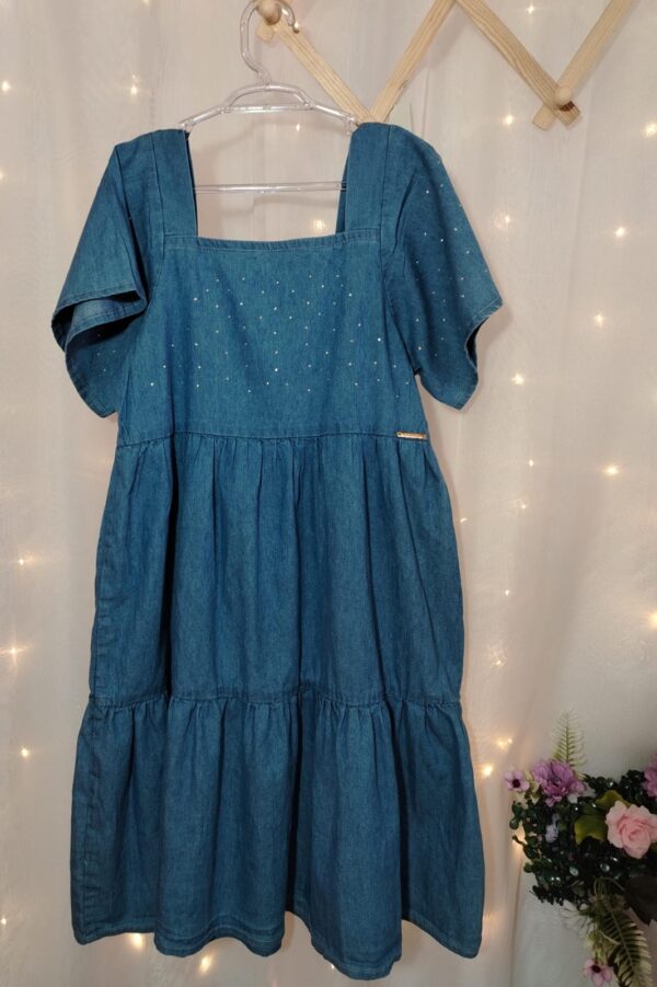 Vestido Jeans Menina Tam 10 (7 a 10 anos) 8512001198 - Imagem 3
