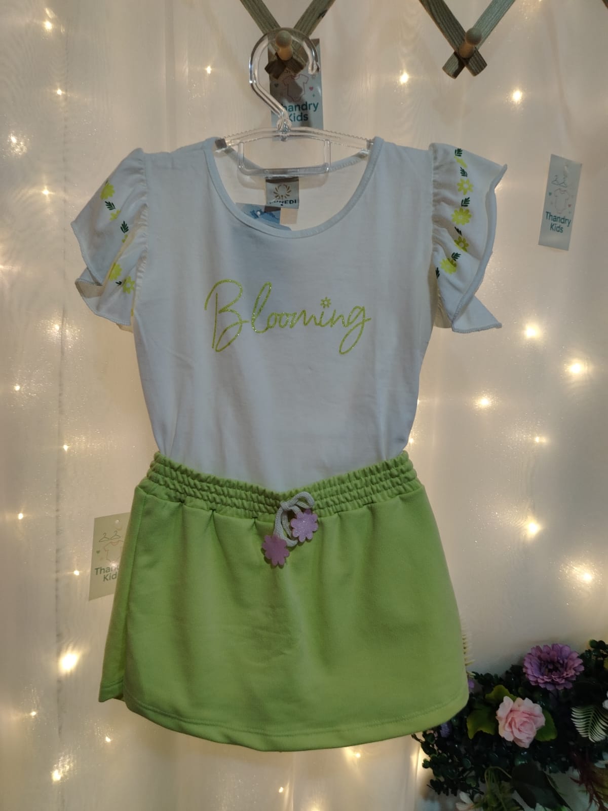 Conjunto Menina 6 Anos Lunedi “Blooming” (Branco e Verde Limão) - Imagem 4