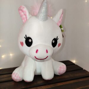 ANIMAIS PELUCIA SORT. 18CM RF.F1798 FIZZY Unicórnio de Pelúcia Branco com Rosa