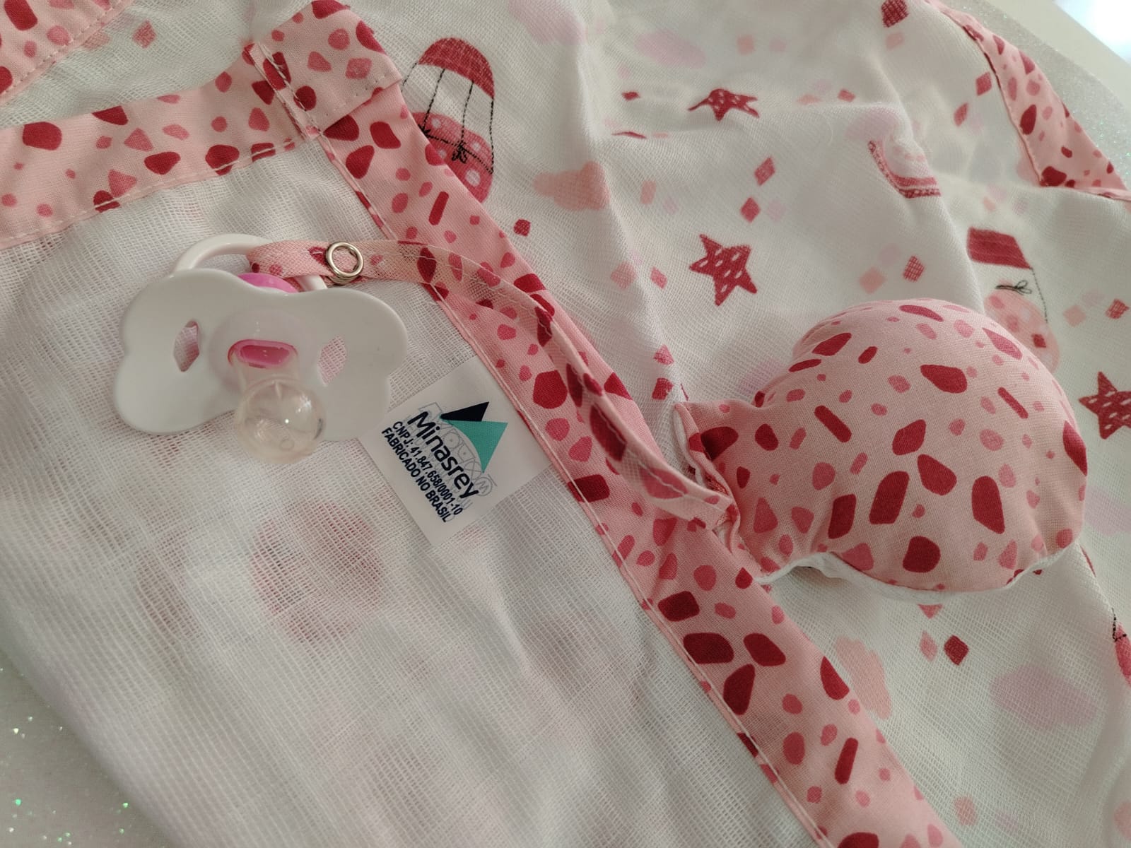 Naninha Minasrey Balão Rosa – 100% Algodão com Prendedor de Chupeta - Imagem 2