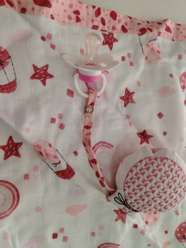 Naninha Minasrey Balão Rosa – 100% Algodão com Prendedor de Chupeta