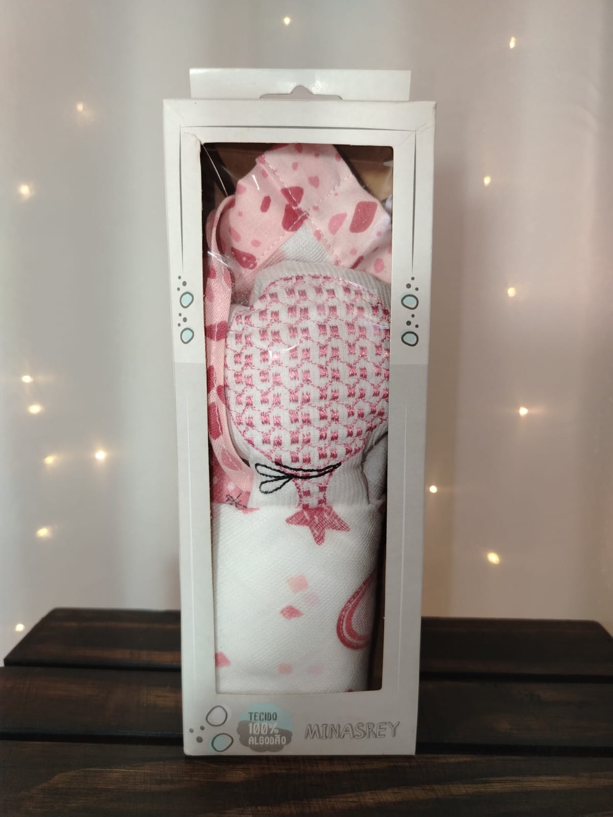 Naninha Minasrey Balão Rosa – 100% Algodão com Prendedor de Chupeta - Imagem 3
