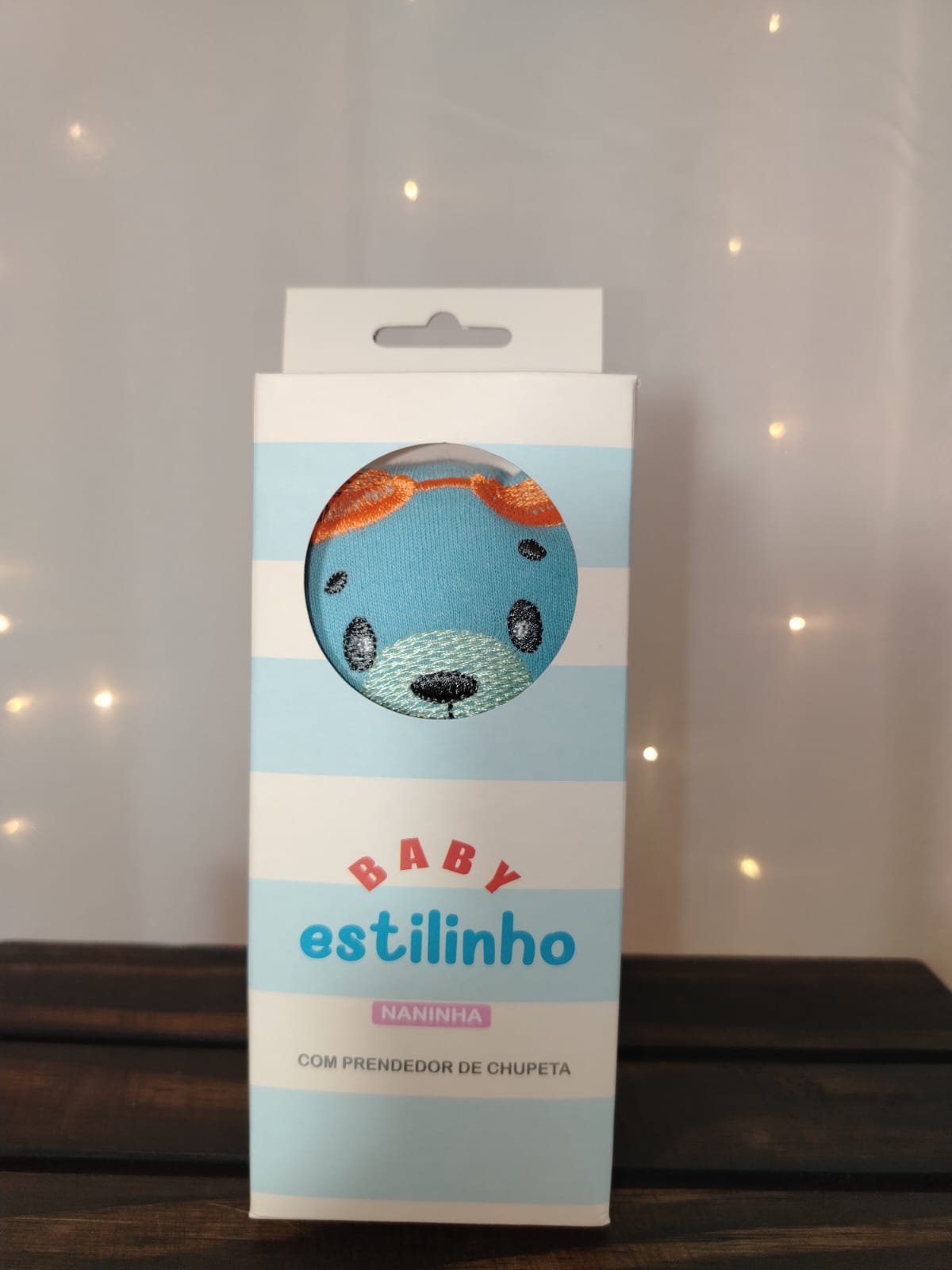Naninha Ursinho Azul Baby Estilinho – 100% Algodão com Prendedor de Chupeta - Imagem 4