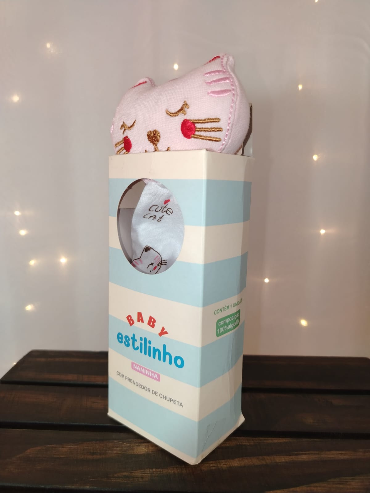 Naninha Gatinha com Prendedor de Chupeta Baby Estilinho Cute Cat - Imagem 3