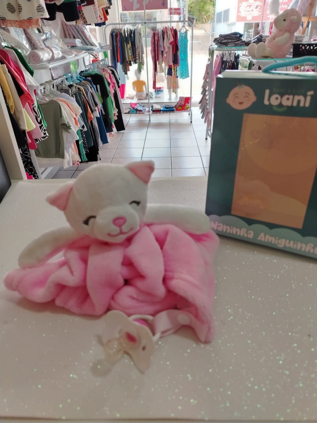 Naninha Gatinha Rosa com Prendedor de Chupeta Loani Baby & Kids - Imagem 2